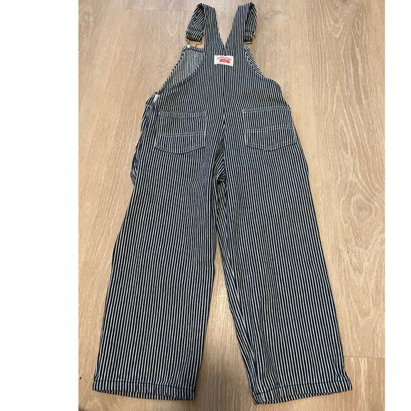 Round House Overalls Children's Navy Hickory Engineer Stripe Classic Size 4 - Picture 7 of 8